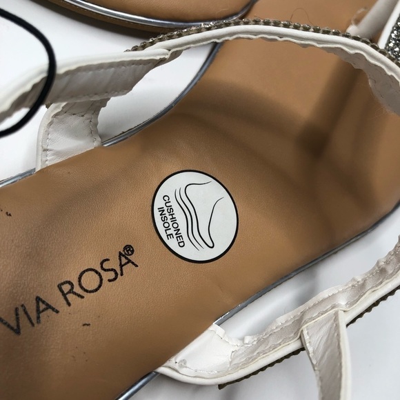 NEW Via Rosa Holographic Silver Jewelled T-Strap Flat Diva Summer Sandals SIZE 6 - Picture 8 of 15